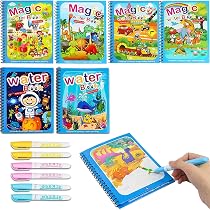 Livre Magique à L'eau – 6 Livres De Coloriage Réutilisables Avec Stylo – Thèmes Animaux, Dinos, Espace, Licorne – Activité Propre Pour Enfants Dès 3 Ans – Cadeau éducatif
