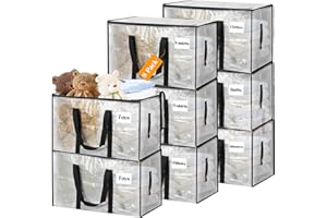 Withosent 100L Grande Bolsa de Almacenamiento, 8 Piezas Impermeable Bolsas de Mudanza con Cremallera y Asa, Bolsas para Guardar Ropa Edredones, Alternativa a las Cajas de Mudanza, Transparente