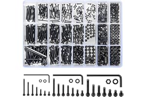 WUGONGSHAN 1260 STK M2 M3 M4 Schrauben Set, Zylinderschrauben mit Innensechskant Schrauben Set, Sechskantschrauben und Muttern und Unterlegscheiben Sortiment Set, Schwarz Maschinenschrauben Gewindeschrauben Set