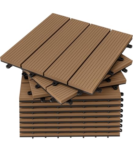 Jopassy WPC terrastegels, 12 stuks, 30 x 60 cm, balkon, vloertegels