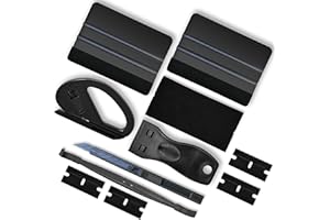 CARSLEEK Vinyl Wrap Tools, Kitchen Wrap, Wallpaper Smooth, Cabinet Wrap, Car Window Tint, Cabinet Wrap, Peel & Stick Install, DIY Accessory, Suede Squeegee, Edge Trimmer, Trimming Tool, Black, 7 in 1
