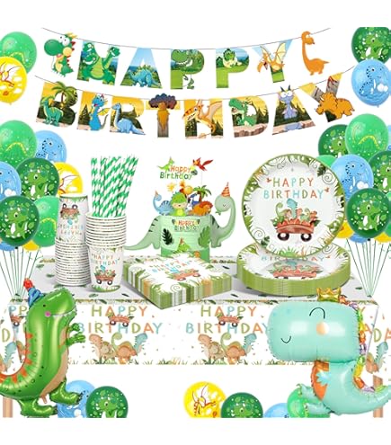 Assiette Dinosaure Anniversaire 57 Pièces Anniversaire Dinosaure Deco Anniversaire Dinosaure Bannières Décorations Pour Gâteaux Nappe Papier Anniversaire