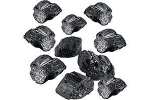 Soulnioi Crystals and Healing Stones 10pcs Raw Black Tourmaline Obsidian Stones for Protection, Spiritual Meditation