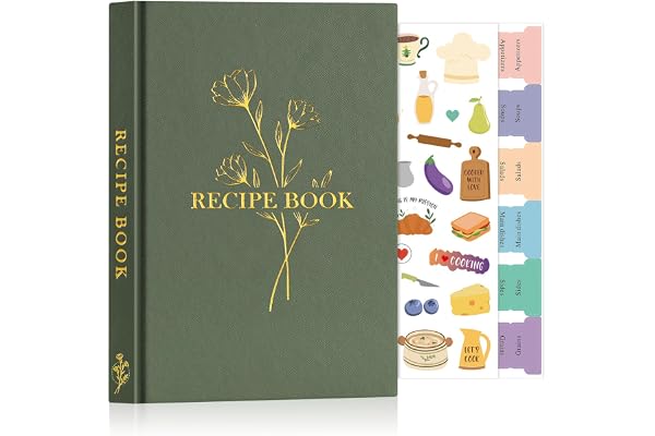 Lanpn Journal de Recettes et Blanc, A5 Carnet Recette pour Enregistrer vos Propres Recettes, Livre Cahier de Recettes Cuisine à Remplir, Livre Recette Vierge, Recipe Book Cookbook, Vert, Anglaise