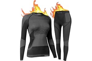 UNIQUEBELLA Conjunto de Ropa Interior térmica para Mujer Extra cálida Capa Base de Manga Larga para el frío Invierno, Deportes Extremos esquí, Senderismo…