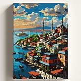 Sayılarla Boyama Tuval Hobi Seti EMİN&Ouml;N&Uuml; Temalı Fır&ccedil;a ve Boya Dahil Set (&Ccedil;ıtalı) 40x50 CM Kendin Yap Sayılarla Tuval Boya Kit