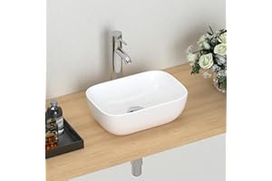 J-FAMILY Modern Bathroom Small Vessel Sink Above Counter Compact Porcelain Ceramic Wash Basin Small Vanity Sink Lavatory Wash Hand Basin,365 x 250 x 115mm