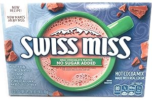 Swiss Miss Mezcla de cacao caliente, chocolate con leche, sin azúcar añadido, 8 sobres (165 gramos)