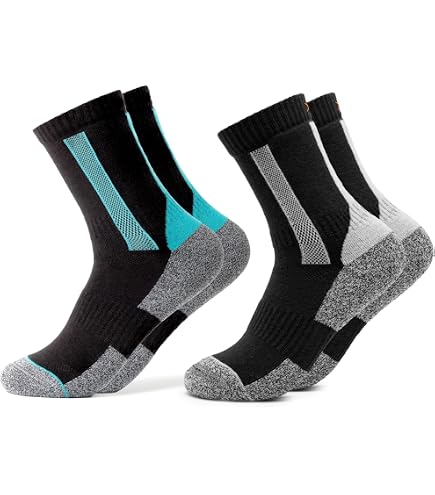 3Kamido OUTDOOR Chaussettes, en laine mérinos, trekking, randonnée, respirantes, douces, thermiques, à séchage rapide, contre les callosités, pour expéditions en montagne (gris/orange 19-22EU