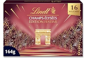 Lindt - Boîte CHAMPS-ÉLYSÉES Édition Festive - Assortiment de Chocolats au Lait - Pralinés, Croustillants et Onctueux - Idéal pour Noël, 164g