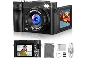 ROQIOO Appareil Photo Numérique 4K Digital: 50MP Appareils Numérique avec Écran Rabattable 180° - Camera pour Vlog avec Carte 32GB - pour Adolescents Débutants Adultes Enfant