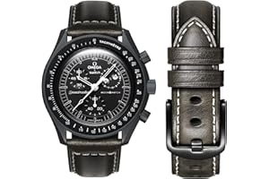 STANCHEV Omega Swatch Moonwatch Bracelet de rechange en cuir compatible avec montre Omega X Swatch 20 mm à dégagement rapide pour homme et femme