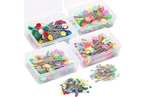 BUOKKON 400 Pcs Sewing Pins, Flat Head Straight Pins, Sewing Pins Coloured Heads, Quilting Pins with Storage Box, Dressmaking Pins for Dressmaker Craft Sewing