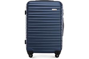 WITTCHEN Maleta de Viaje Equipaje de Mano Maleta de Cabina Maleta de ABS con 4 Ruedas giratorias Cerradura de combinación Asa telescópica Groove Line Tamaño M Azul Oscuro