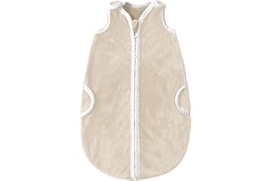 LILBESTIE Baby Sleeping Sack, Winter Warm Coral Fleece Wearable Blanket Plush 1.5 TOG Newborn Sleeping Bag with 2-Way Zipper for Infant Boys Girls-Khaki-M(3-6 Months)