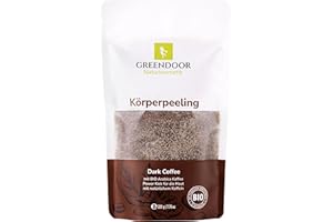 GREENDOOR Naturkosmetik - Exfoliante corporal natural reafirmante, 220 g, vegano + cafeína extra natural, exfoliante antiedad con Arábica orgánica sin microplástico, contra la celulitis, estrías de