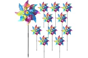 JASFLY 10 Pezzi Girandole Spaventa Uccelli Mulino a Vento Riflettente Girandola Riflettente Repellenti per Uccelli a Girandola per Proteggere Giardini Fattorie Cortili (Rosso)