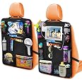 Csuntikulo Organisateur Voiture Enfant 2 Pièces, 10 Poches, Protection Dossier, Poche iPad 10 Pouces, Noir