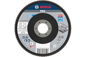 Bosch 1x Plateau à lamelles PRO Metal X571, version bombée sur fibres (pour Acier, Acier inoxydable, Ø 125 mm, Grain 40, Professional Accessoire Petite meuleuse angulaire)
