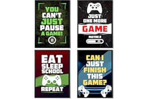 STATE MEDIA VISION 4 Pack Boys/Mens Video Gaming Theme Wall Art Prints With Relatable Sayings, Funny Set of 4 Stylish Design Gaming Poster For Kids Boys Bedroom (A4, Gaming Set 1)