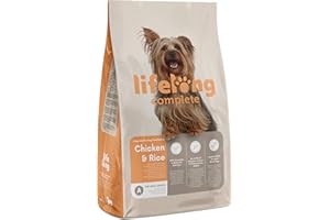 Amazon-Marke: Lifelong - Hundefutter für ausgewachsene Hunde (Adult) kleiner Rassen, Fein zubereitetes Trockenfutter reich an Huhn und Reis, 3 kg (1er-Pack)