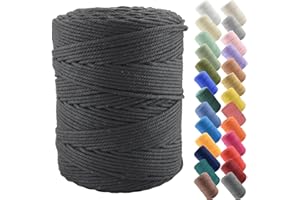 GOXEON 3mm x 400m Makramee Schnur Baumwollschnur - 4 Stränge gedrehte Naturschnur für Wandbehang, Pflanzenaufhänger, Basteln, Stricken