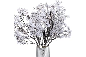 PATIKIL Flores Artificiales, 6pcs Flores Falsas Europeas Ramo DIY Decoración para Hogar Jardín Cocina Boda Fiesta Decoración Blanco