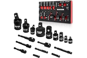 DAKCOS Zestaw adapterów nasadowych 17 szt., zestaw przedłużający wiertło do wiertarki do nakrętek o wysokiej prędkości 1/4"-3/8"-3/4"-1/2", CR-MO