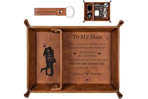 Belillpipi Valet Tray Gifts for Husband, Husband Birthday Gift, Bedside Organiser for Him Boyfriend, Best Birthday Valentine's Day Nightstand PU Leather Tray for Wallet Keys Watch (Man)