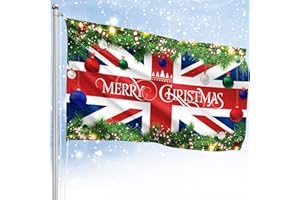 Vanpoo Christmas Flag 3x5 ft Double Side,150D Thicker Union Jack Flag Garden Flags for Outside,Double Seam Xmas Flags 5ft x 3ft with Eyelets,Christmas Decorations UK for Outdoor Indoor Yard Lawn