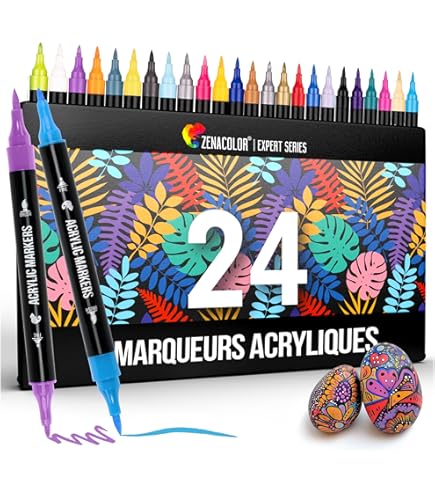Desire Deluxe Acryl Farben Wasserfester Stifte Set – 100% natürlich 12pc Art Acrylstifte für Steine, Keramik, Glass, Holz, Porzellan, Steinchen, Tassen