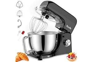 Impastatrice Planetaria, Facelle 1300W 10 Velocità con Impulso Planetaria Professionale, Impastatrice Planetaria Offerta con Vasca in acciaio inox da 5,5L, Gancio Impastare, Flat beater e Frusta(Nero)