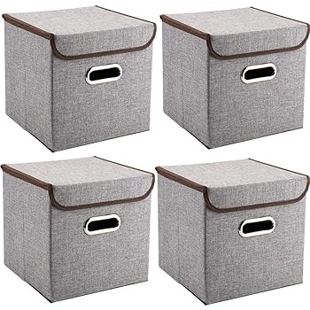 HOMFA 6er Aufbewahrungsboxen Stoff mit Deckel faltbar Schublade