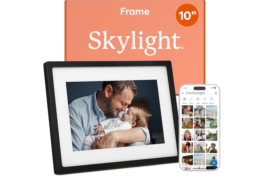 Skylight Frame – WiFi Digital Picture Frame Customer Support, Touch Screen Digital Photo Frame with Easy Setup, Photo Gifts for Parents and Grandparents - 10 Inch Black