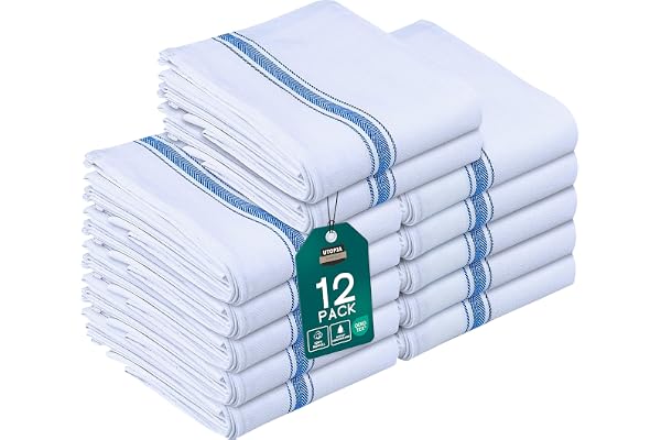 Utopia Towels - 12-pack diskhanddukar - 100% bomull (38 x 64 cm) Högabsorberand,e snabbtorkande kökshanddukar