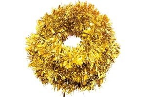 SHATCHI 48 st guld 1,8 m/6 fot jul metallisk tjock glitter girlang för julgran hängande dekorationer, PVC, 48
