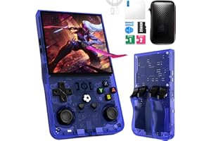 YELETY R36MAX Retro Handheld Game Console,Game Console with 256GB TF Card, 40000+ Classic Games,Game Console 4.0" IPS HD Screen 4000mAh Rechargeable Portable Video Console Pocket Arcade-Transparent Blue