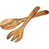 KitchenCraft World of Flavours Posate per Insalata in Legno di Ulivo, Intagliate a Mano, 29 cm, Set da 2 Pezzi