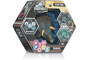 WOW! PODS Jurassic World Dinosaur Triceratops | Light-Up Bobble-Head Figure | Official Jurassic World Dominion Merchandise, Toys and Gifts for Boys and Girls, Aged 5+