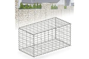 Floordirekt Lenox - Cestino per pietre in metallo zincato - 100 x 50 x 50 cm - Maglia di 5 x 10 cm - Muro di pietra come recinzione da giardino - Griglia di gabbione come protezione visiva