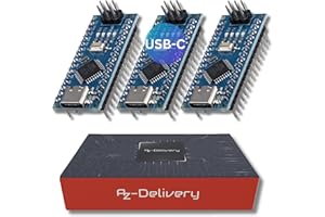 AZDelivery 3 x AZ-Nano V3 con connettore USB-C con Atmega328 CH340 già saldate, versione migliorata incluso e-book!