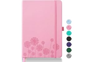 Qefuna Taccuino Diario Per Donne, Taccuino A5 In Pelle Per Lavoro, 200 Pagine Diario Di Viaggio Per Donne Uomini Con Portapenne E Nastro, 5.78"×8.34" (Rosa)