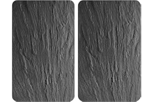 WENKO Protection Plaque de Cuisson Verre trempé, XL, Ardoise, 40x52 cm, Lot de 2