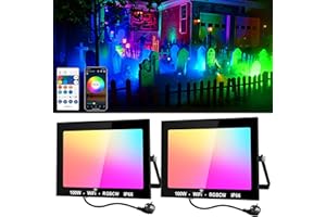 NATPOW Foco LED RGB, Luce LED Exterior 100W Luz LED RGB Proyector Con APP Bluetooth y Mando a Distancia, IP66 Impermeable Colores Floodlight que Cambia de Color para Jardines, Patios (set de 2)