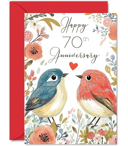 WHITE COTTON CARDS Glückwunschkarte „Happy Anniversary“ – Handgefertigt, Mit Strass, 16x16 Cm, Inkl. Umschlag