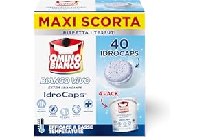 Omino Bianco - Aditivo Lavadora Blanco Vivo Hydrocaps, Cápsulas hidrosolubles para la ropa, Acción Blanqueador y Quitante, 10 Caps x 4