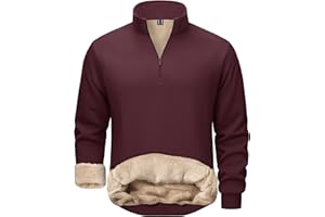 TACVASEN Men's Quarter Zip Sweatshirt Sherpa Fleece Lined Pullover Winter Thick Warm Cotton Jumpers Casual Thermal Top