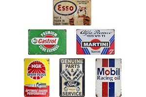 Rongxze Set med 6 vintage tennplåts skyltar - Retro väggdekoration