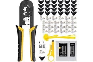 MAYLINE-TECH MAYLINE RJ45/CAT5/CAT6 Herramienta Crimpador Cable de Red, Profesional Pinzas Mantenimiento CAT7, LAN Comprobador 50 Conectores, Pasante Crimpadora CAT7 Pelacables de Reparación (Negro)