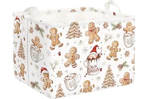 Clastyle Cestos Almacenaje Infantil Hombre de Jengibre de Navidad Cesta Ropa Sucia Plegable para Habitación Bebé Dormitorio Cajas de Almacenaje Juguetes para Chico Chica,Blanco,40 * 30 * 30 cm